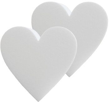 Piepschuim vormen/figuren hartje - 2x stuks - Dia 50 - hobby en knutselen artikelen - wit - bruiloft