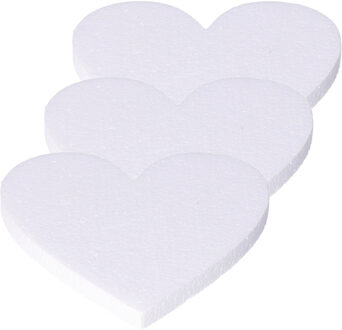Piepschuim vormen/figuren hartje - 3x stuks - Dia 30 - hobby en knutselen artikelen - wit - bruiloft