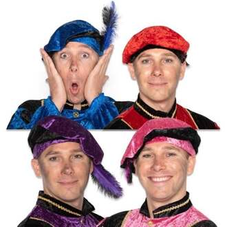 Piet baret velours met struisveer Multikleur - Print