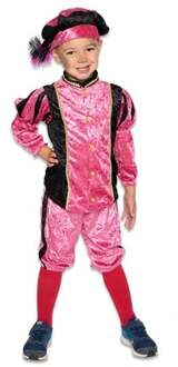 Piet kostuum kind velours roze/zwart
