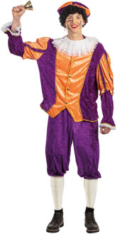Piet verkleed kostuum 4-delig - paars/oranje - polyester - pietenpak voor volwassenen