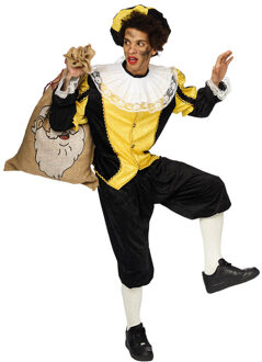 Piet verkleed kostuum 4-delig - zwart/geel - polyester - pietenpak voor volwassenen - One size;;;;