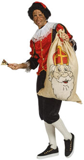 Piet verkleed kostuum 4-delig - zwart/rood - polyester - pietenpak voor volwassenen