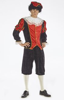 Piet verkleed kostuum 4-delig - zwart/rood - voor volwassenen 50 (M) - Carnavalskostuums