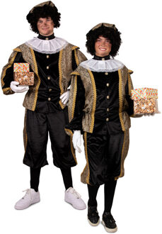 Piet verkleed kostuum luxe 3-delig - zwart/goud - voor volwassenen 54 (XL) - Carnavalskostuums