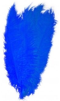 Pieten veer/struisvogelveren blauw 50 cm - Sinterklaas feestartikelen - Sierveren/decoratie pietenveren - Spadonis veer