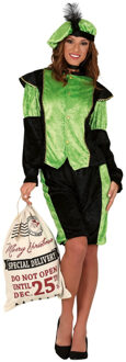 Pieten verkleed kostuum zwart/groen voor dames - M;;