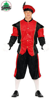 Pieten verkleed kostuum zwart/rood voor heren M - Carnavalskostuums
