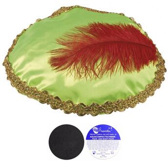 Pieten verkleedsetje - Pieten baret/muts - groen - inclusief roetveeg schmink