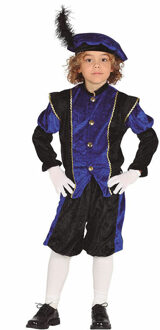 Pietenpak roetveeg Piet - blauw/zwart - pieten verkleed kostuum 3-delig - kinderen Donkerblauw
