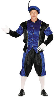 Pietenpak roetveeg Piet - blauw/zwart - pieten verkleed kostuum 3-delig - unisex - L;;