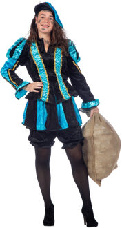 Pietenpak roetveeg Piet Luxe - blauw - pieten verkleed kostuum 4-delig - dames