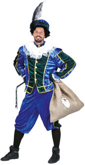 Pietenpak roetveeg Piet Luxe - blauw - pieten verkleed kostuum 4-delig - unisex