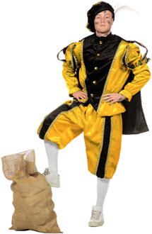 Pietenpak roetveeg Piet Luxe - geel - pieten verkleed kostuum 3-delig - volwassenen