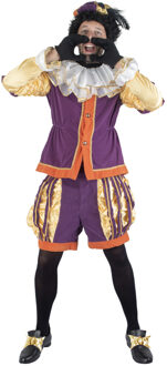 Pietenpak roetveeg Piet Luxe - goud/paars - pieten verkleed kostuum 4-delig - unisex