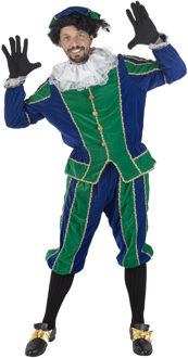 Pietenpak roetveeg Piet Luxe - groen/blauw - pieten verkleed kostuum 4-delig - unisex - One size;;;