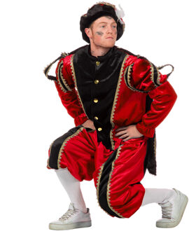 Pietenpak roetveeg Piet Luxe - rood - pieten verkleed kostuum 3-delig - volwassenen