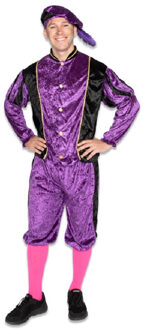 Pietenpak roetveeg Piet - paars/zwart - pieten verkleed kostuum 3-delig - unisex