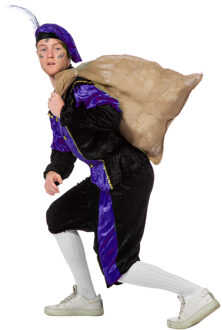 Pietenpak roetveeg Piet - paars/zwart - pieten verkleed kostuum 3-delig - unisex