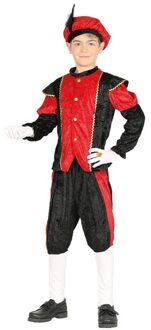 Pietenpak roetveeg Piet - rood/zwart - pieten verkleed kostuum 3-delig - kinderen