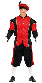 Pietenpak roetveeg Piet - rood/zwart - pieten verkleed kostuum 3-delig - unisex L