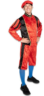 Pietenpak roetveeg Piet - rood/zwart - pieten verkleed kostuum 3-delig - unisex