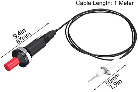 Piezo Vonk Ontsteking Set Met Kabel 1000Mm Lange Drukknop Keuken Aanstekers