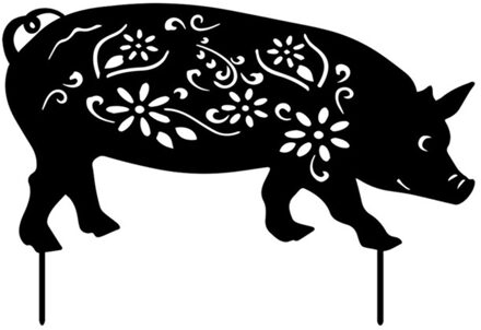 Pig Knorretje Dier Silhouet Stapel Shadow Decoratie Stake Tuin Tuinieren Decoratie Varken Silhouet Land Yard Kunst Silhouet 01