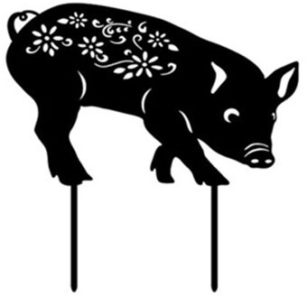 Pig Knorretje Dier Silhouet Stapel Shadow Decoratie Stake Tuin Tuinieren Decoratie Varken Silhouet Land Yard Kunst Silhouet 02