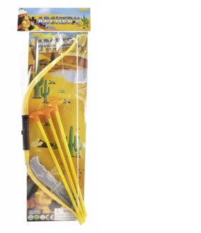 Pijl & boogset in zak met 3 pijlen geel