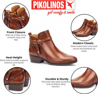 Pikolinos Cuero bruin lederen enkellaarsjes met ritssluiting voor dames - Daroca