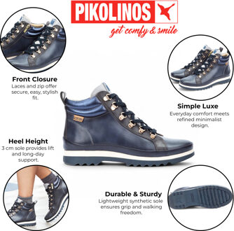 Pikolinos Dames Blauwe Leren Enkellaarsjes - Vigo - EU 36