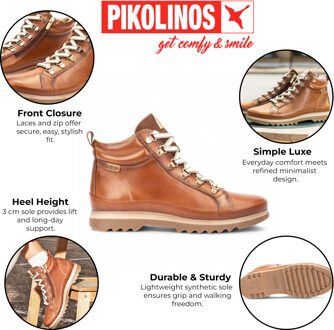 Pikolinos Dames Brandy Bruine Leren Enkellaarsjes - Vigo - maat