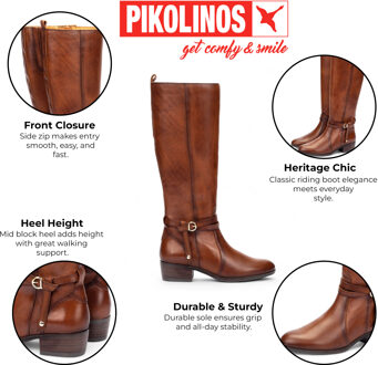 Pikolinos Dames Kniehoge Cuero Bruine Leren Laarzen - Daroca Chocoladebruin