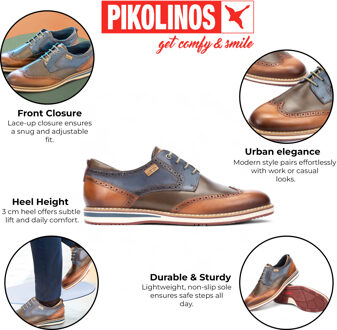 Pikolinos Heren Brandy Bruine Leren Brogue Veterschoenen Oxford - Avila Chocoladebruin