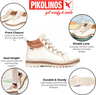 Pikolinos Nata witte leren enkellaarsjes voor dames - Vigo - EU 37