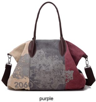 PILER Casual Vrouwen Canvas Handtassen Canvas Vrouwen Schoudertassen Grote Crossbody Tote Handtas Winkelen Handtas Messenger Bags Paars