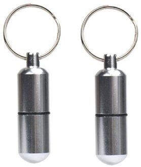 Pillenkoker sleutelhanger - 2x - mini - pillendoosje voor onderweg - 2,5 x 8,5 cm