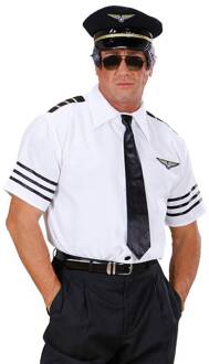 Piloot & Luchtvaart Kostuum | Pilotenshirt Met Stropdas En Hoed Man | Large | Carnaval kostuum | Verkleedkleding