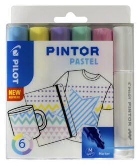 Pilot Verfstift Pilot Pintor pastel 1.4mm ass etuis a 6 stuks assorti Geel