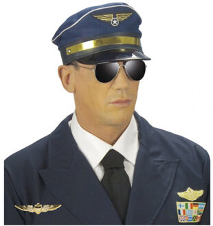 Piloten verkleed set - wings broche speldje - pilotenpet - blauw - heren/dames - carnaval