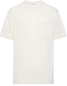 Pima Katoenen Gebreid T-Shirt Boggi Milano , White , Heren - 2Xl,Xl,L,M,S