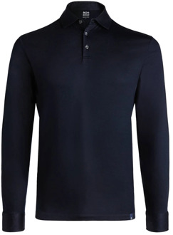 Pima Katoenen Polo Shirt met Lange Mouwen Boggi Milano , Blue , Heren - Xl,L,S