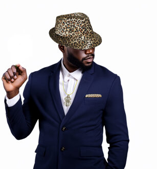 Pimp/pooier foute party verkleed set - 2 delig - heren - panter hoed - dollar teken ketting goud