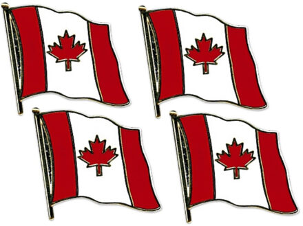 Pin Vlag Canada - 4x stuks - 2 cm - vlaggen speldje - supporter - mini broche