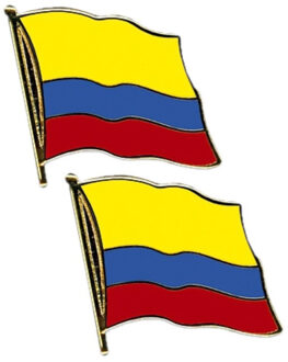 Pin Vlag Colombia - 2x stuks - 2 cm - vlaggen speldje - supporter - mini broche