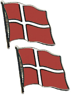 Pin Vlag Denemarken - 2x - 2 cm - vlaggen speldje - supporter - mini broche