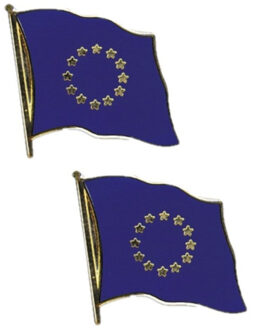 Pin Vlag Europa - 2x - 2 cm - vlaggen speldje - supporter - mini broche