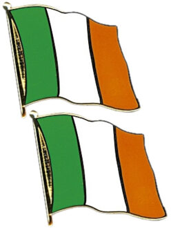 Pin Vlag Ierland - 2x - 2 cm - vlaggen speldje - supporter - mini broche