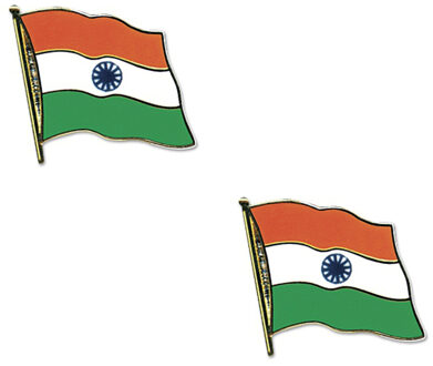 Pin Vlag India - 2x - 2 cm - vlaggen speldje - supporter - mini broche